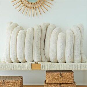 Faux Fur Plush Decorative Throw Pillow Covers Couch Cushion Pillowcases  2 Pack